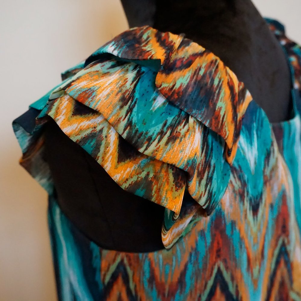 Zig Zag Patterned Multi-Color Midi Dress by Rabbit - Picture 6 of 7